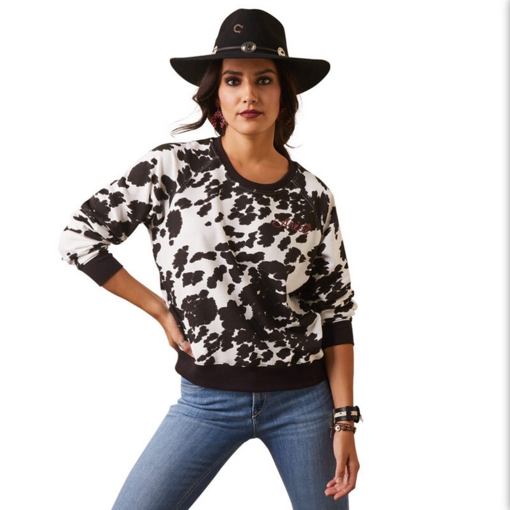 Ariat Cow Print sweatshirt NWT Large